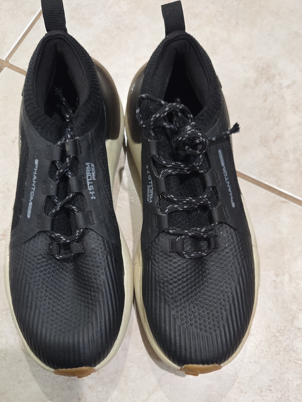 Under Armour Phantom Golf Men’s Black Athletic Sneakers with Cream Sole